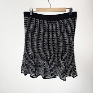 New Ann Taylor Black White Knit Mermaid Trumpet Skirt Preppy Womens Large Petite
